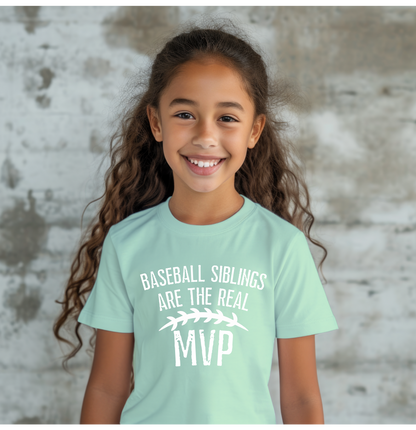 Youth Baseball Tee, Baseball Siblings are the real MVP